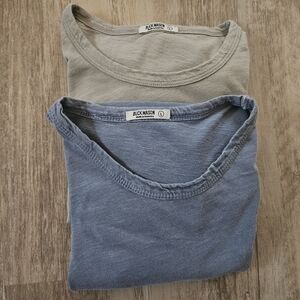 Buck Mason Mens Dark Cream and Blue T-Shirts Large Made In Usa